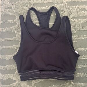 ALO Yoga Charcoal Ribbed Sports Bra